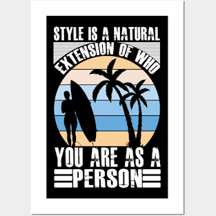 slogan skyline clothing surfboard beach Posters and Art